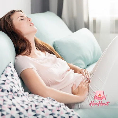 Woman experiencing period discomfort